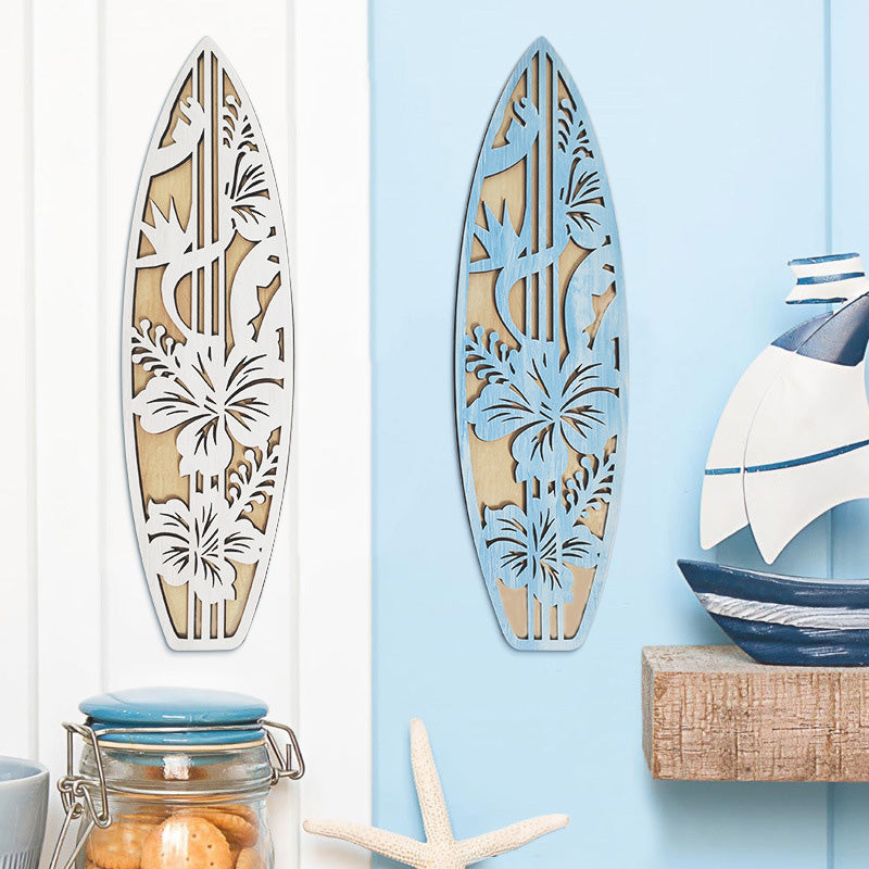 Summer surfboard wooden decorative pendant