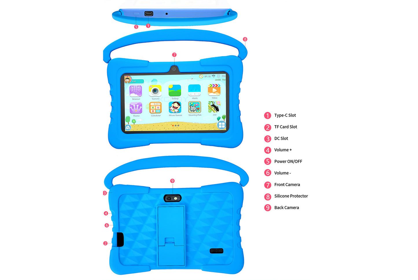 1+16GB Kids Tablet, Explosion-Proof Screen, Wi-Fi Version