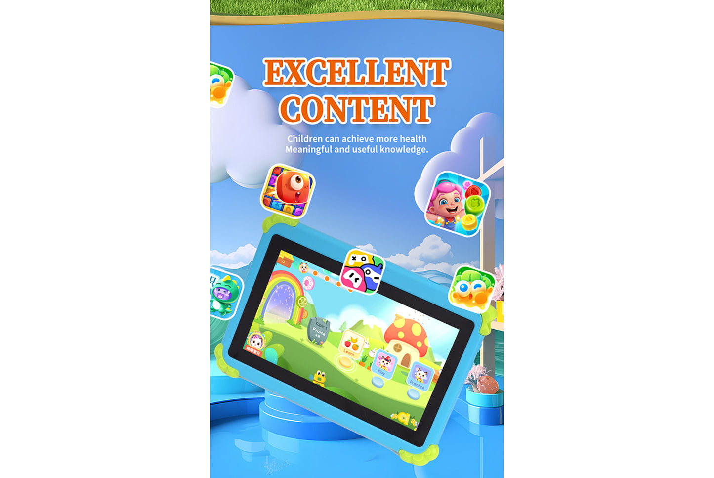 7-inch Kids Tablet with Android 7.1, Available in Three Colors