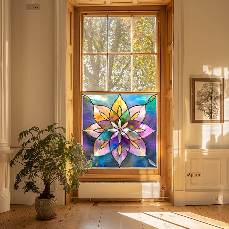 Colorful flower static glass sticker