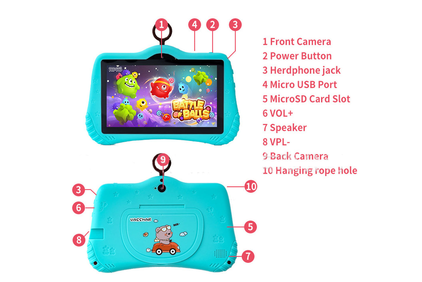 7-inch Kids' Tablet | Shockproof and Explosion-Proof | Android 7.0
