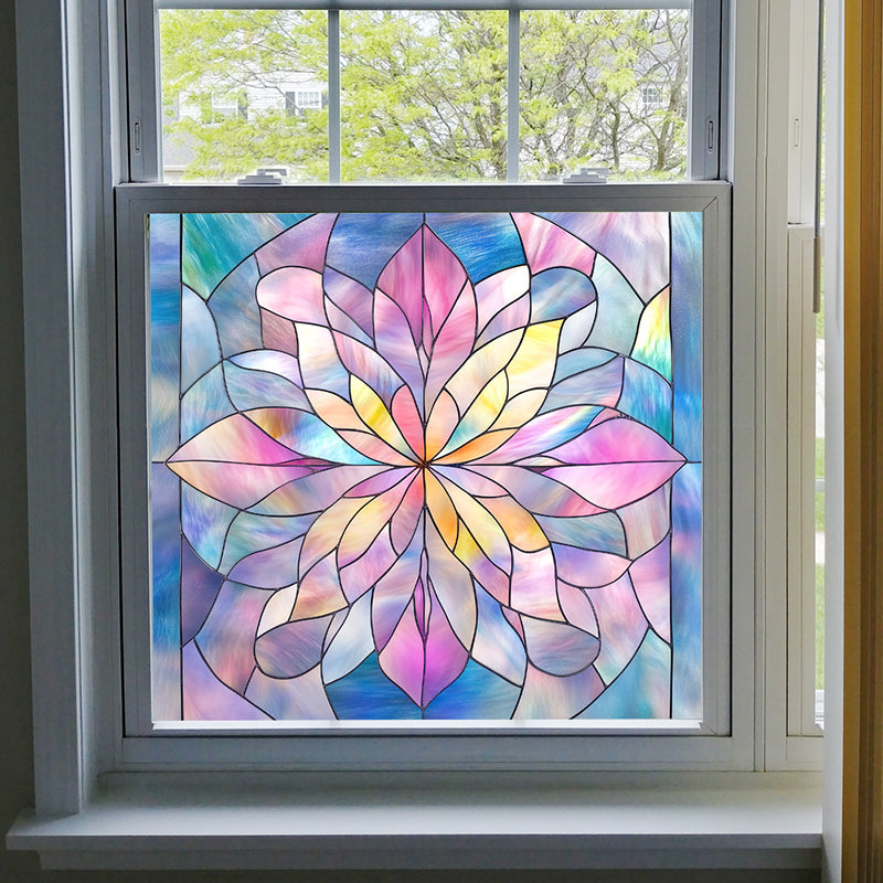 Colorful flower static glass sticker