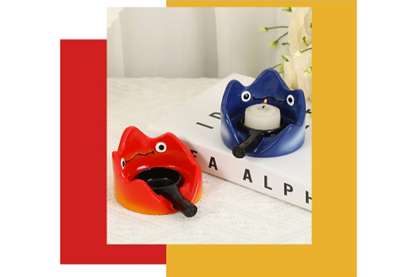 **Calcifer Candlestick Night Light | Resin Flame Home Decor**