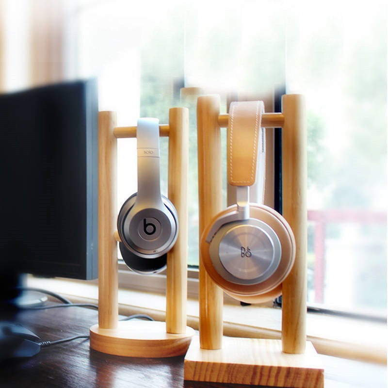 Solid wood headphone stand