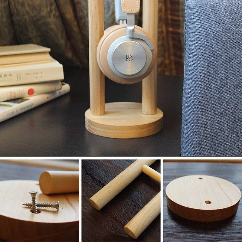 Solid wood headphone stand