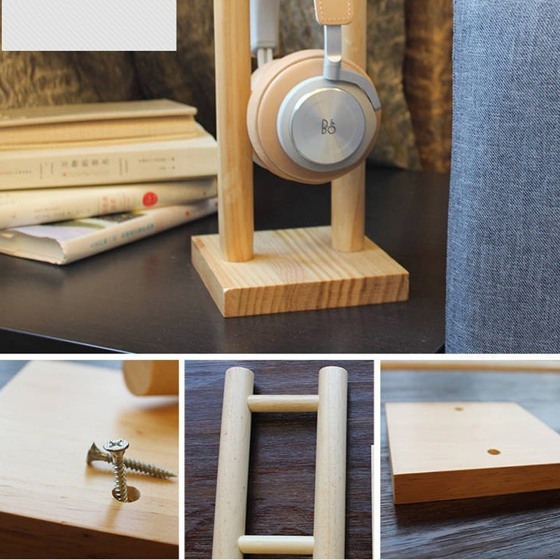 Solid wood headphone stand