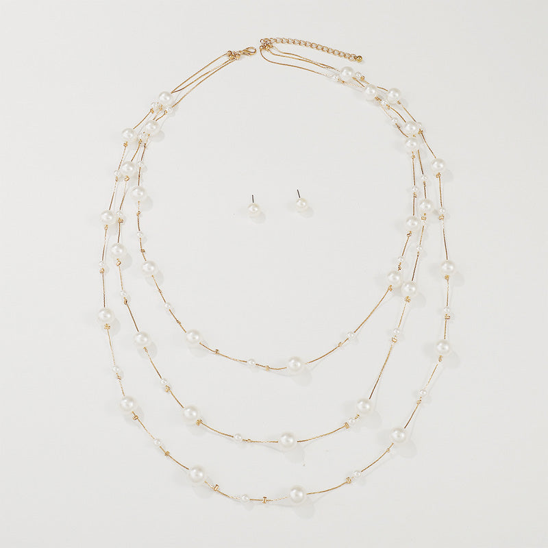 French new light luxury pearl multi-layer necklace