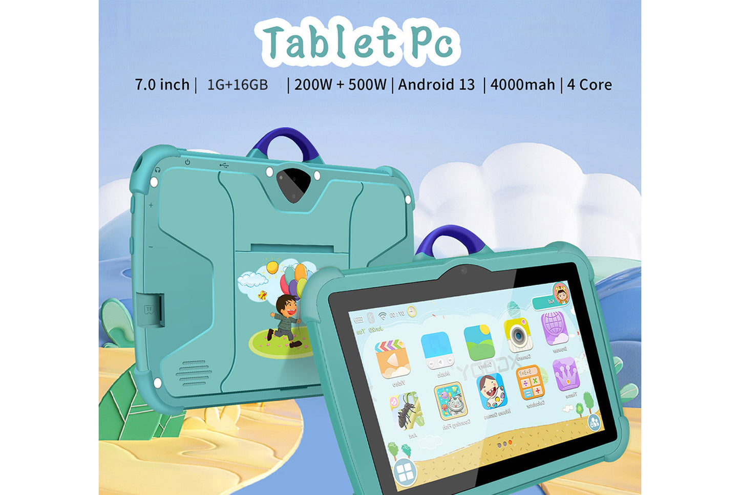 7-inch Kids' Tablet with Android 7.1, Shock-Resistant and Anti-Explosion Design