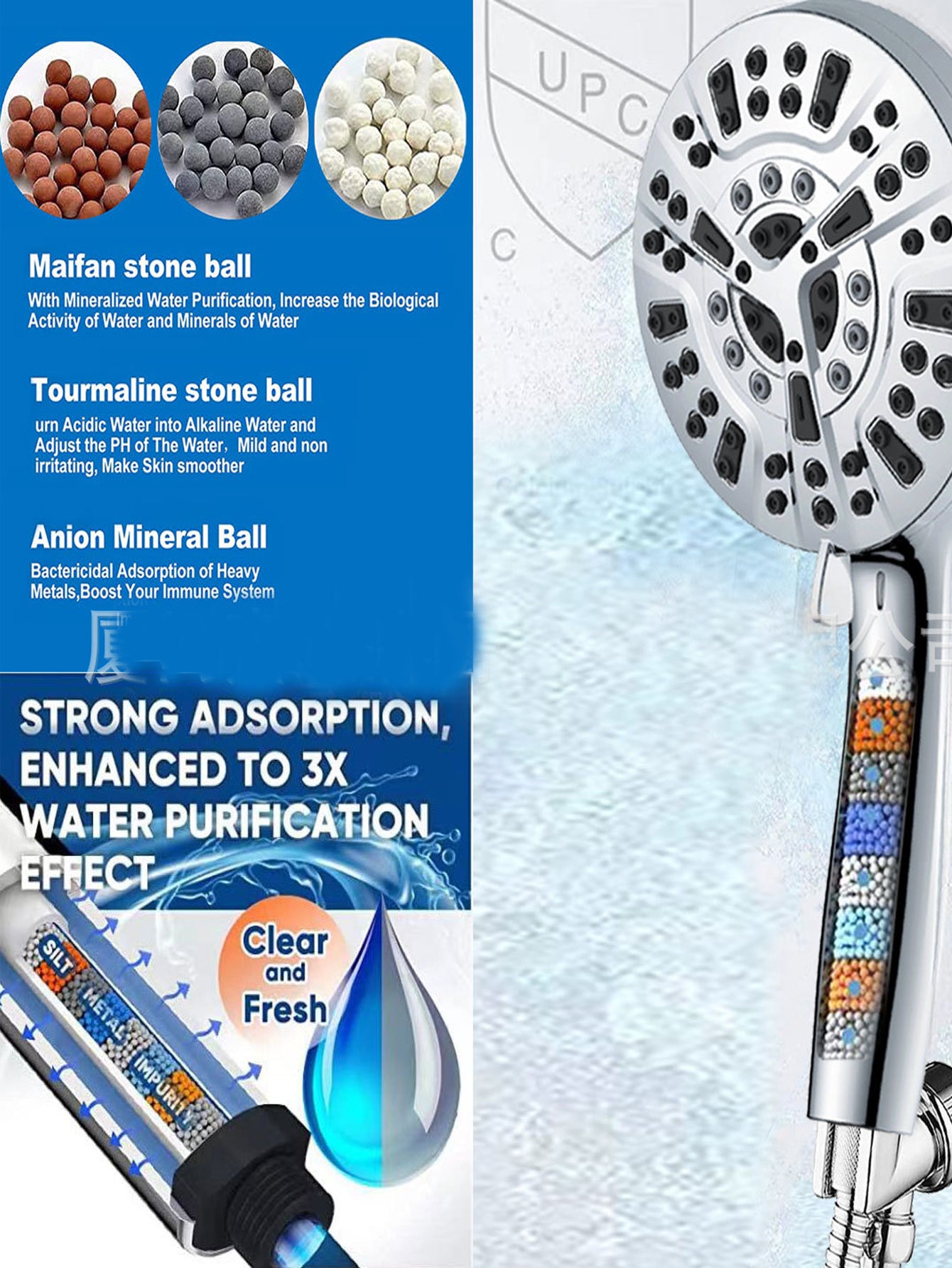 Pressurized dechlorination water spray gun shower set