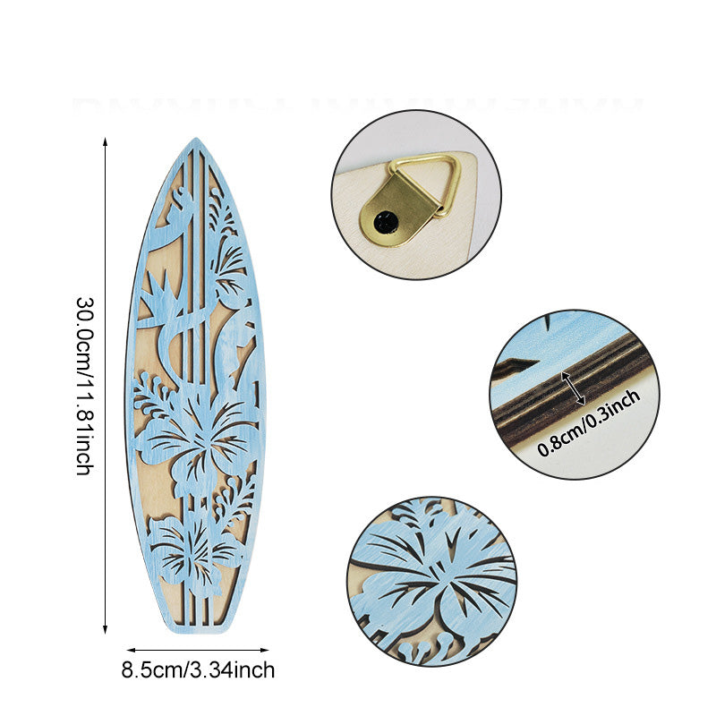 Summer surfboard wooden decorative pendant
