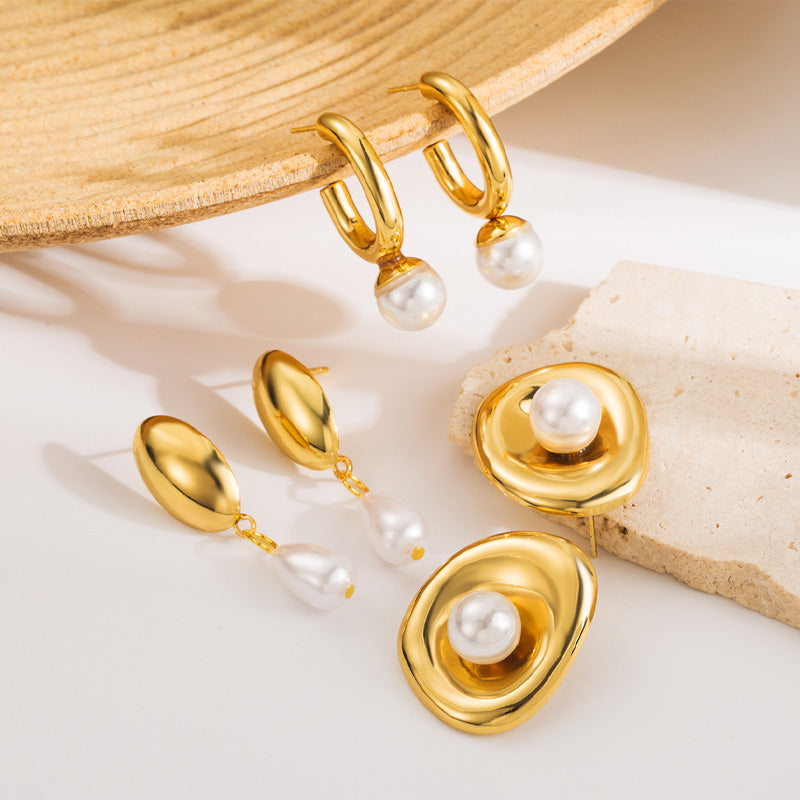 Simple stainless steel retro earrings