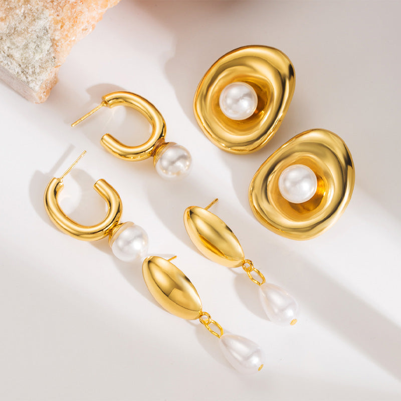 Simple stainless steel retro earrings
