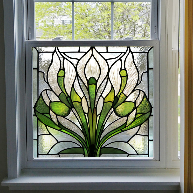 Colorful flower static glass sticker