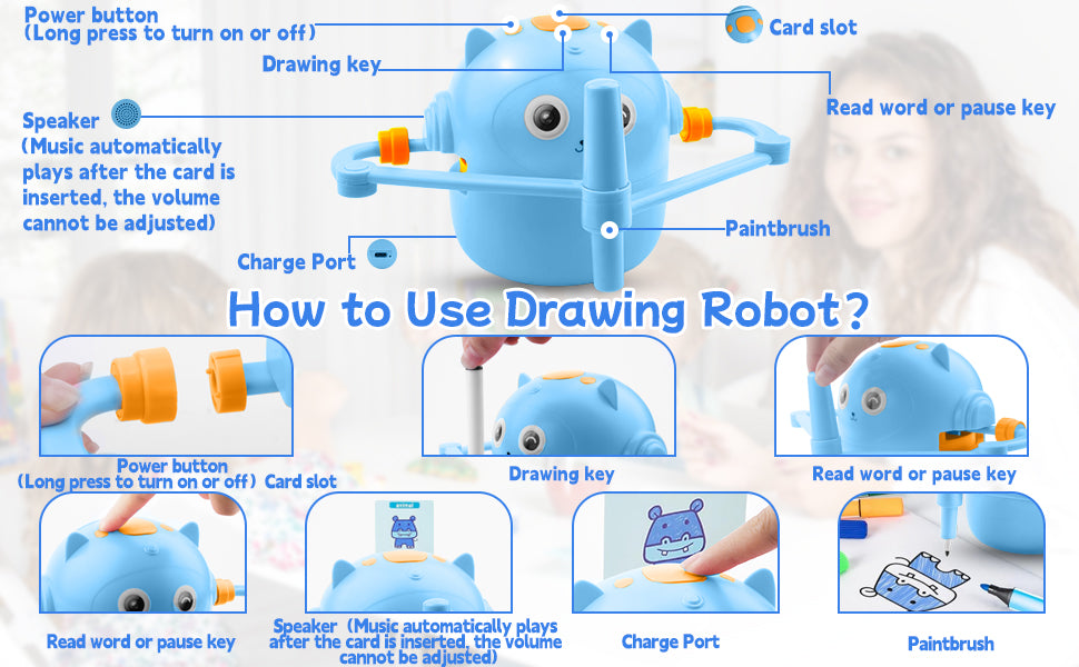 **Smart Children's Drawing Robot (with Pen and Card Insertion)**