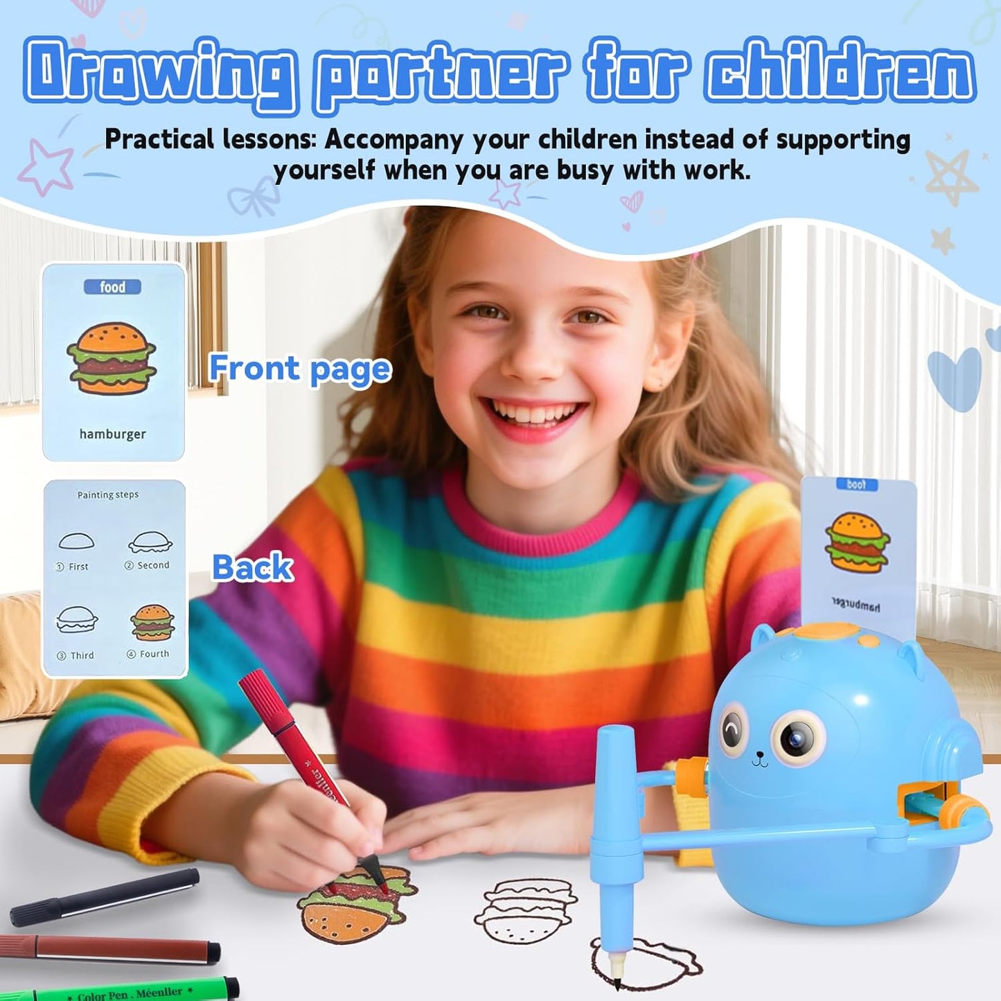 **Smart Children's Drawing Robot (with Pen and Card Insertion)**