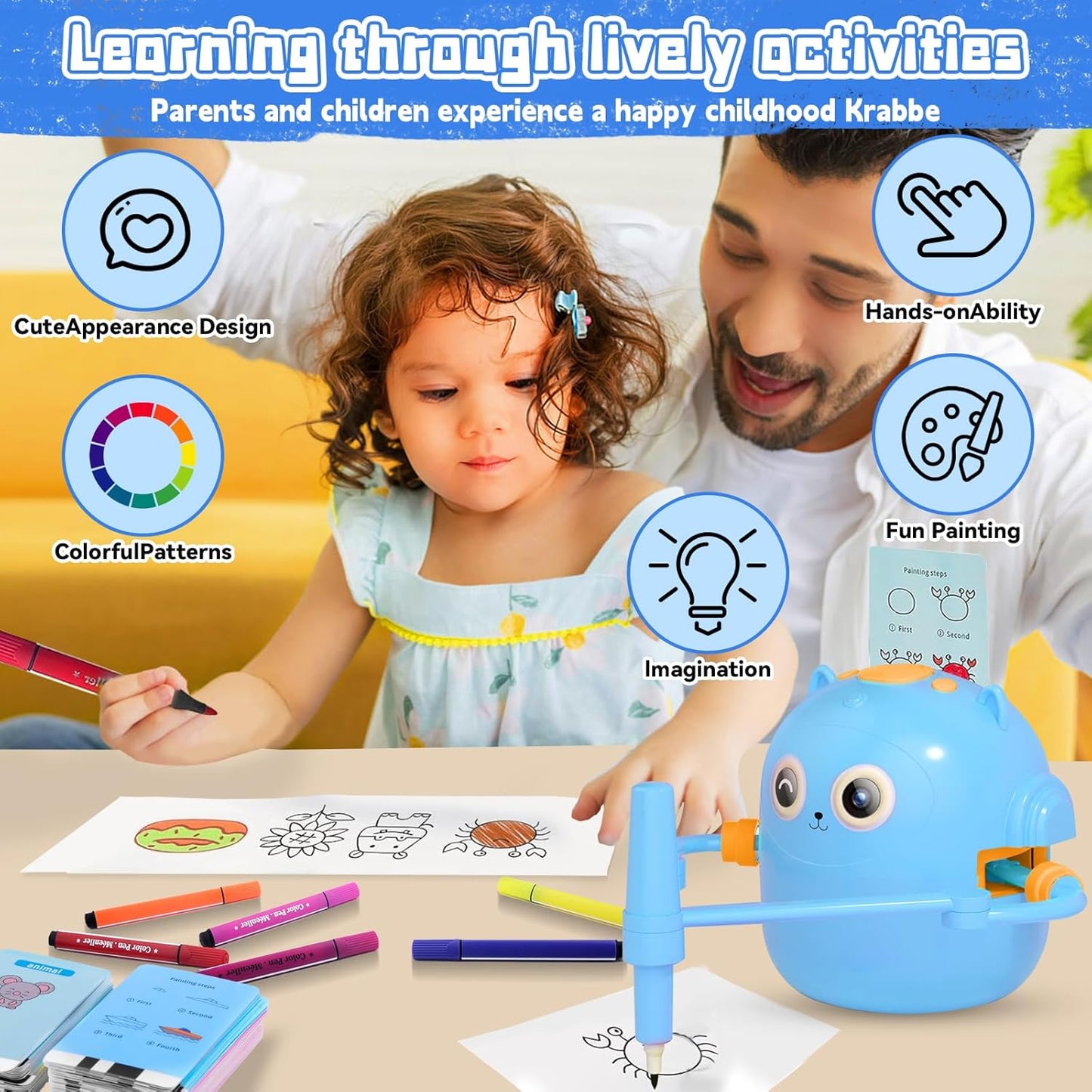 **Smart Children's Drawing Robot (with Pen and Card Insertion)**