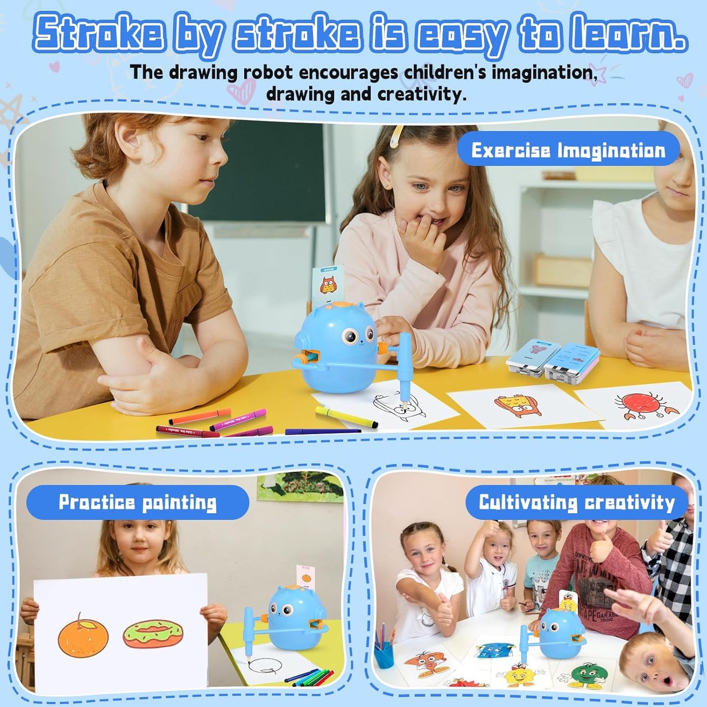 **Smart Children's Drawing Robot (with Pen and Card Insertion)**