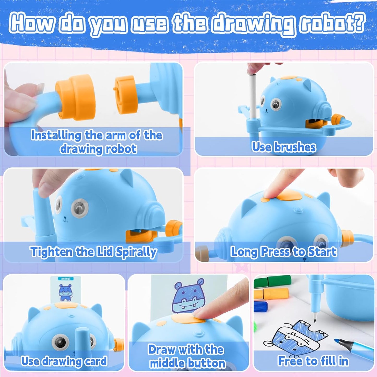 **Smart Children's Drawing Robot (with Pen and Card Insertion)**