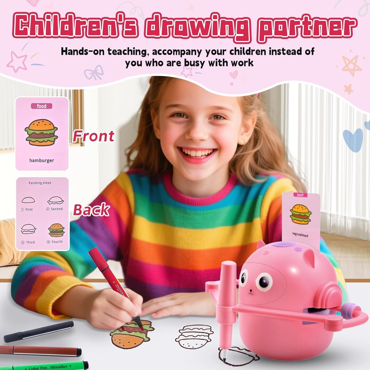 **Smart Children's Drawing Robot (with Pen and Card Insertion)**