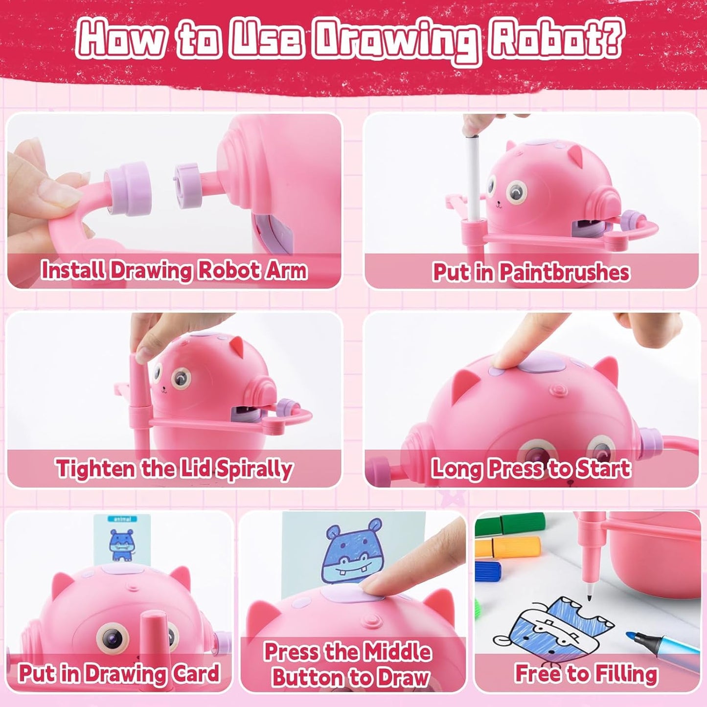 **Smart Children's Drawing Robot (with Pen and Card Insertion)**