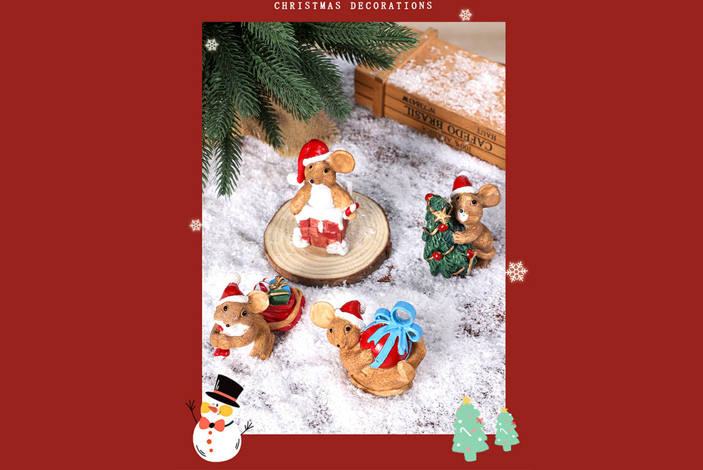 **Cute Mouse Christmas Resin Ornament**