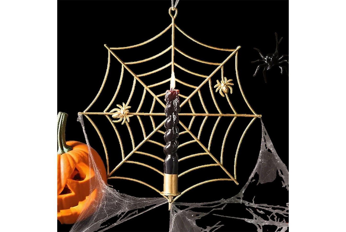**Spider Web Candle Holder Metal Wall Decor**