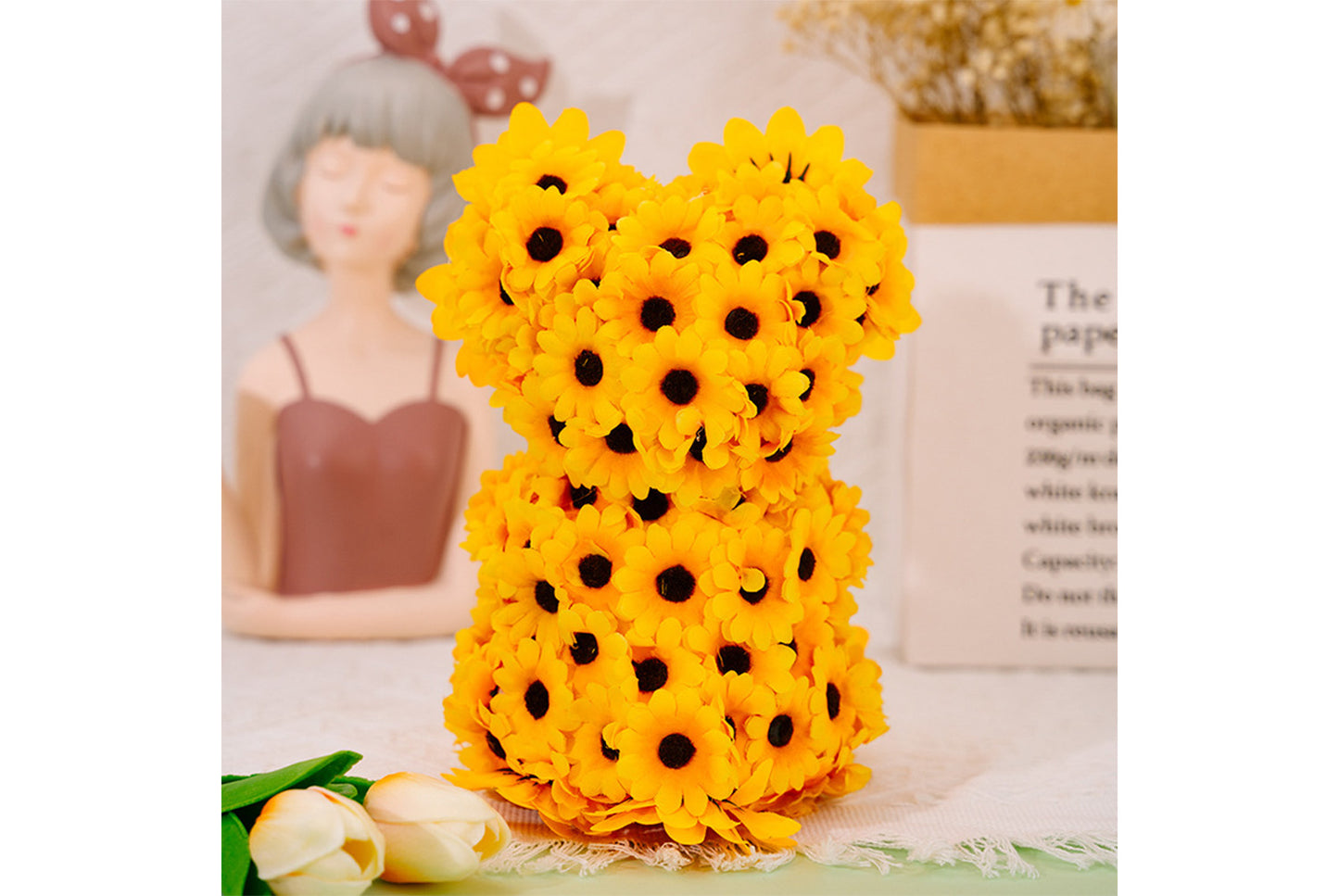 Sunflower Bear Plush | Sunflower Gnome Decorative Figurine