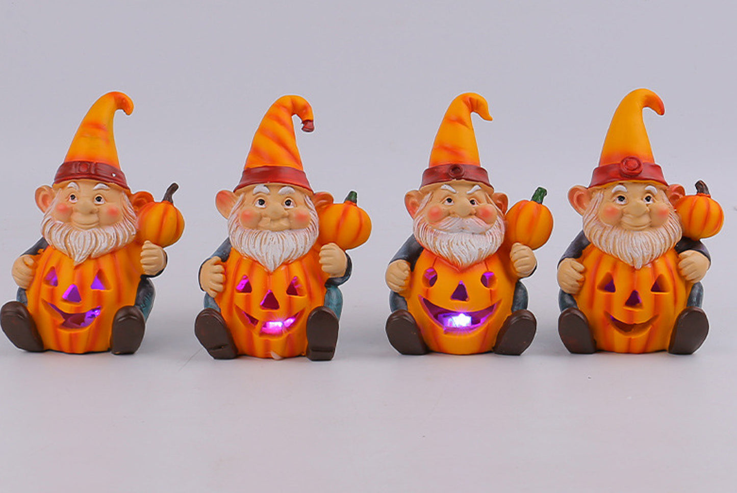 Halloween Pumpkin Old Man Gnome Light-Up Ornament