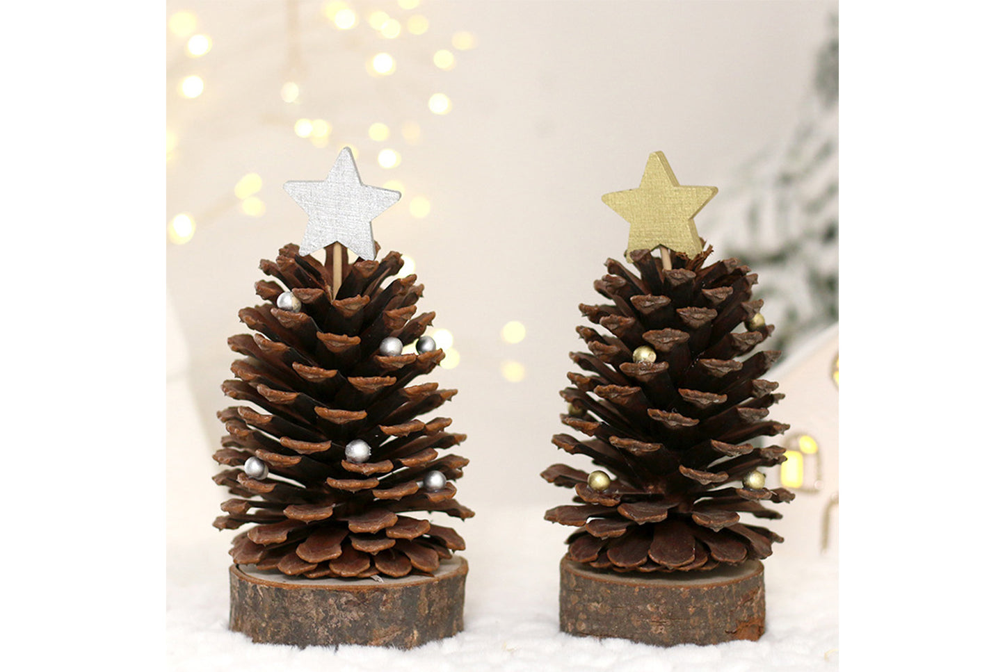 **Pine Cone Mini Christmas Tree Ornament (Gold and Silver)**