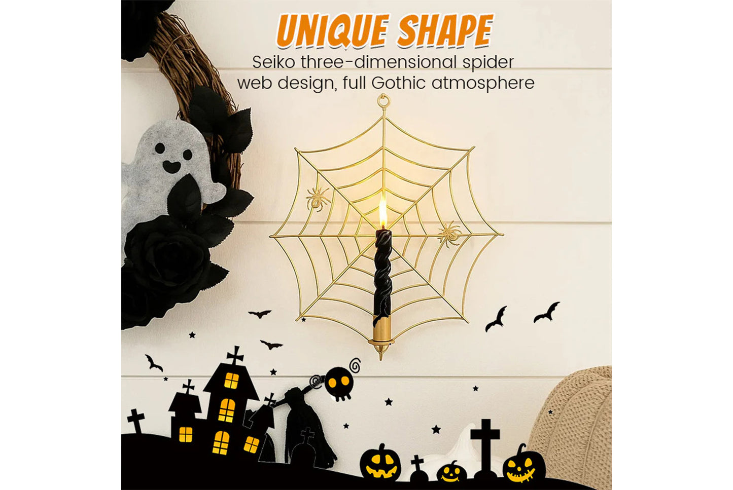 **Spider Web Candle Holder Metal Wall Decor**