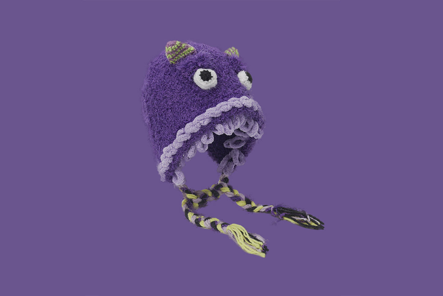 **Cartoon Plush Monster Knitted Hat with Earflaps