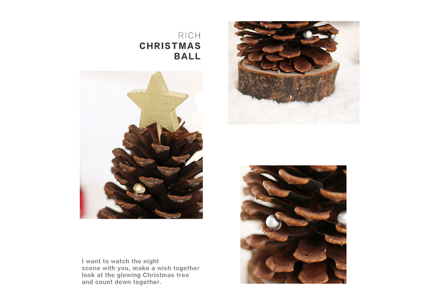 **Pine Cone Mini Christmas Tree Ornament (Gold and Silver)**