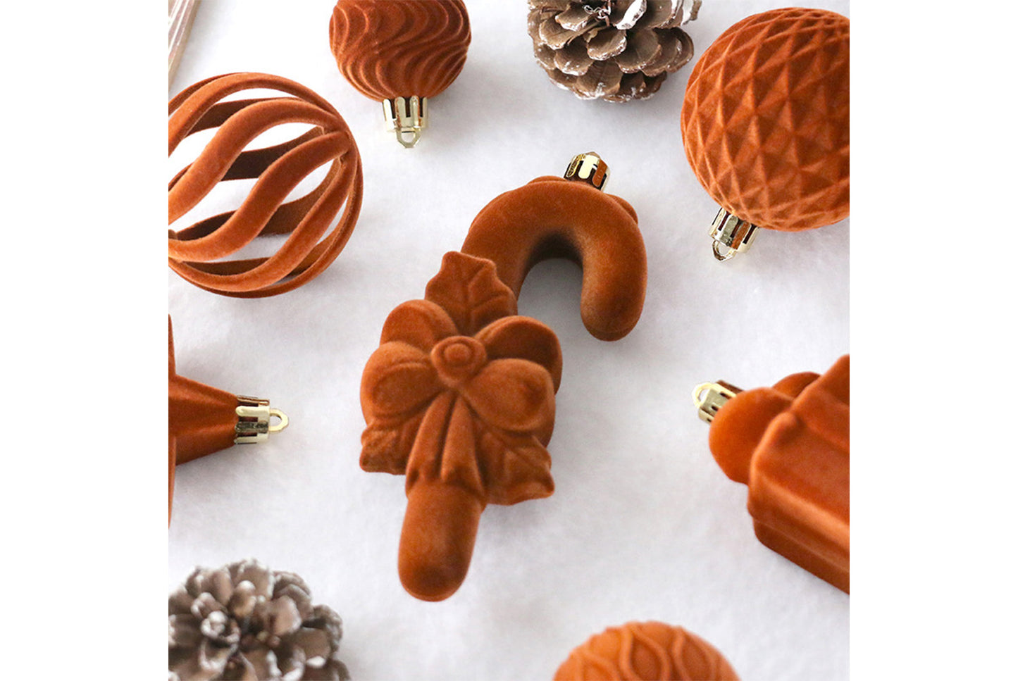 **Flocked Shaped Christmas Ball Decoration Set**