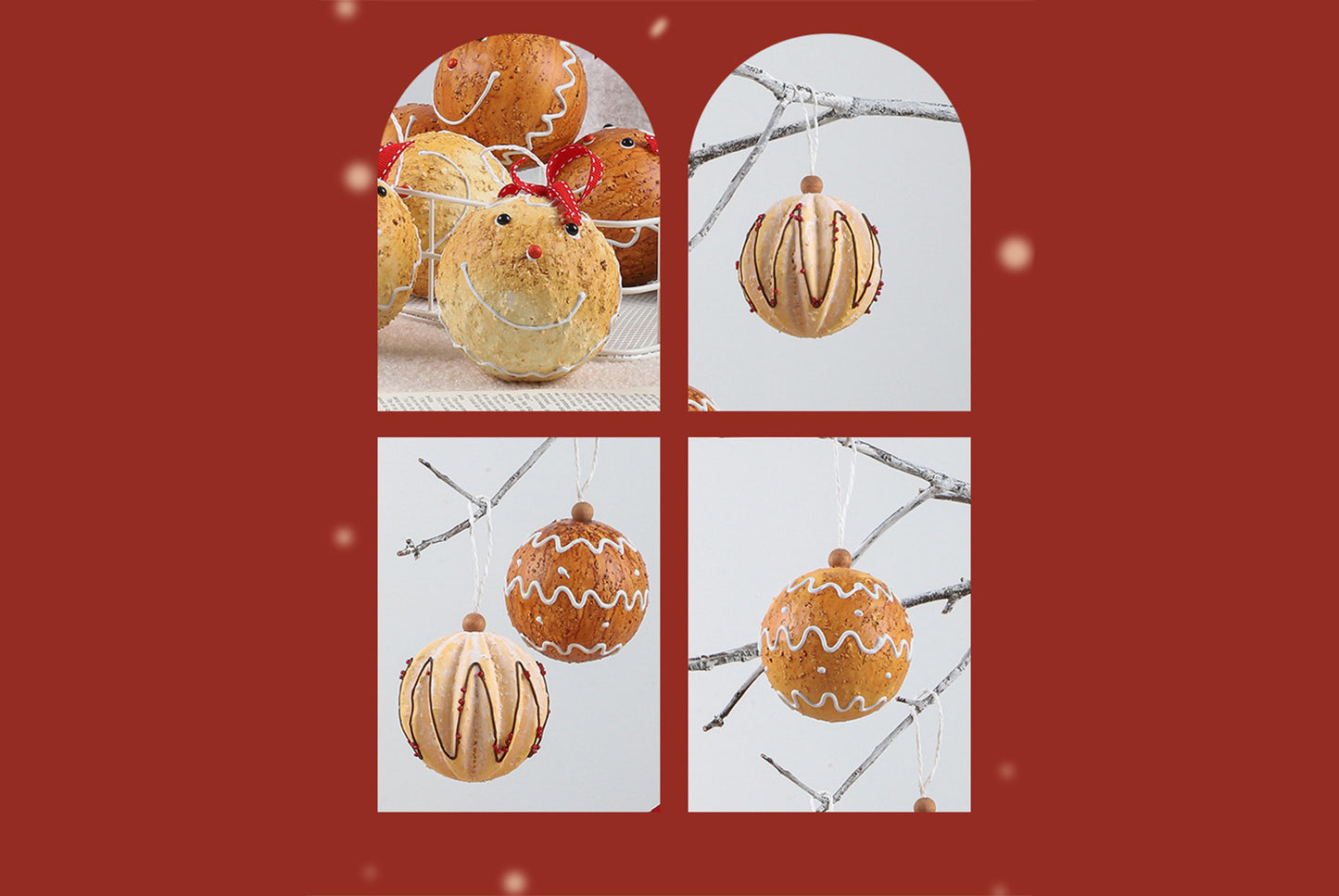 **8cm Painted Gingerbread Man Foam Christmas Ball Set**