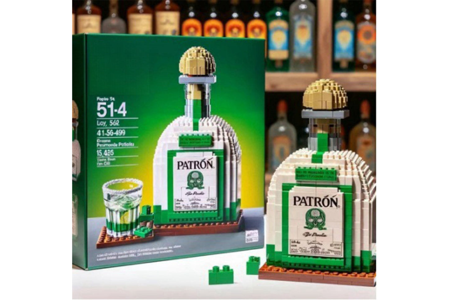 **High-End Simulated Whiskey Bottle Building Block Set**
