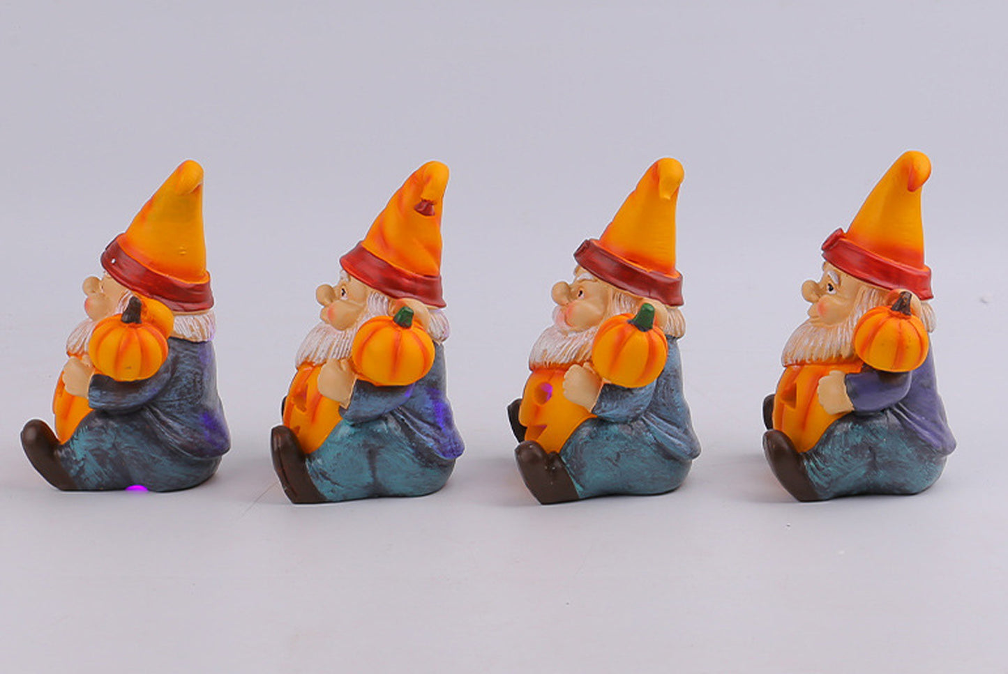 Halloween Pumpkin Old Man Gnome Light-Up Ornament