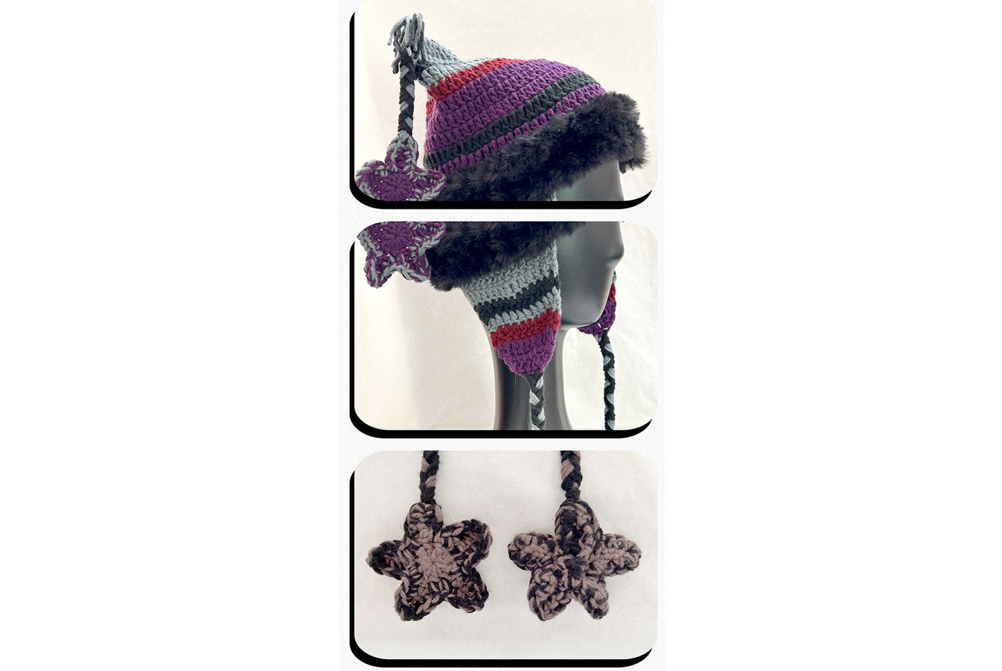 **Hand-Crossed Five-Pointed Star Cat Ear Knitted Hat (Sweet and Warm Wool Hat)**