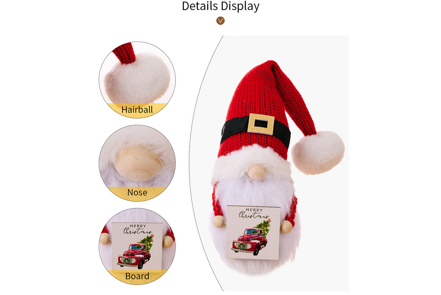 **Christmas Pom-Pom Knit Hat with Rudolph Figurine**