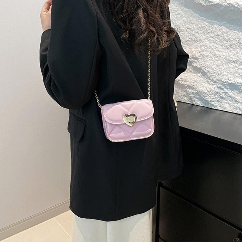 Solid color chain small square bag
