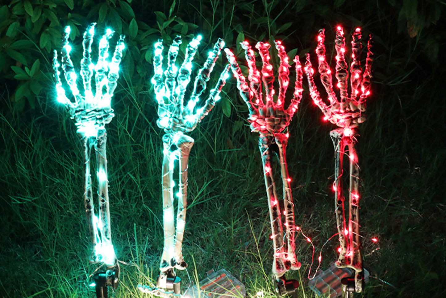 **Halloween LED Light-Up Skeleton Hand | Ground Plug Decorative Prop**