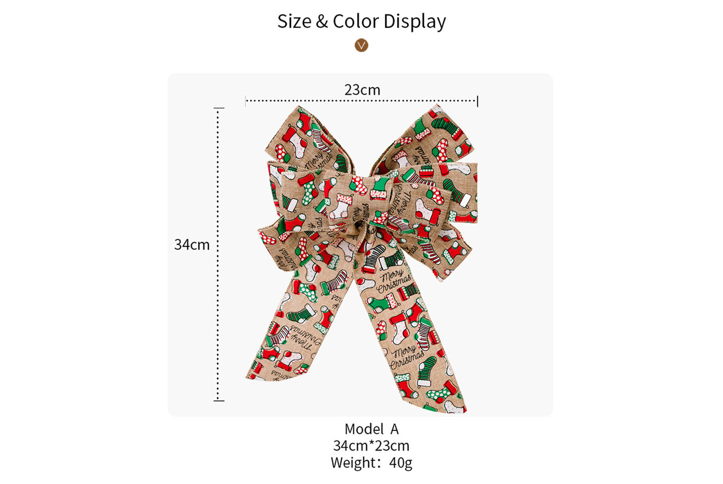 **Brown Vintage English Ribbon Christmas Bow Ornament**