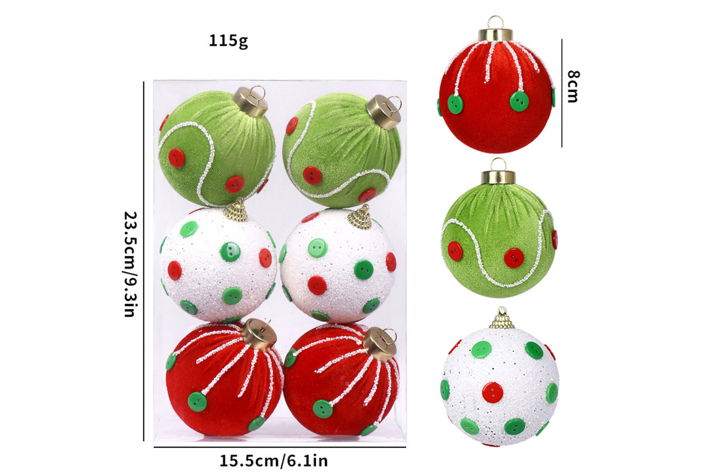 **Exquisite Cloth-Wrapped Foam Christmas Ball Set**