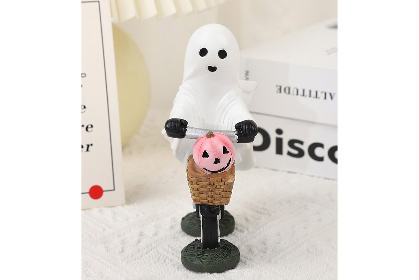 **Halloween Ghost Bicycle Ornament | Creative Desktop Decoration**