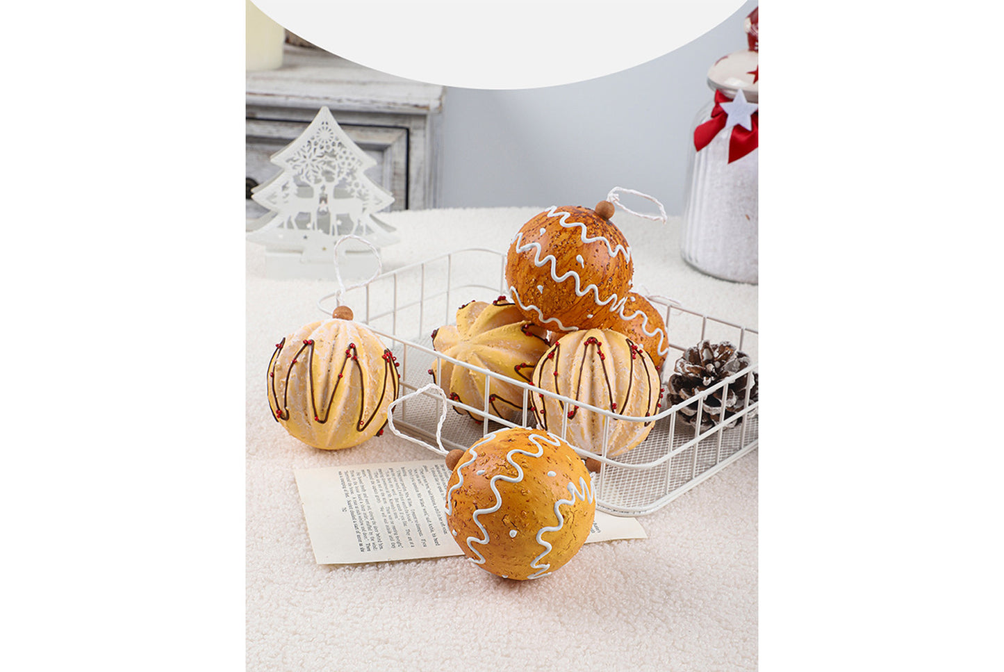 **8cm Painted Gingerbread Man Foam Christmas Ball Set**