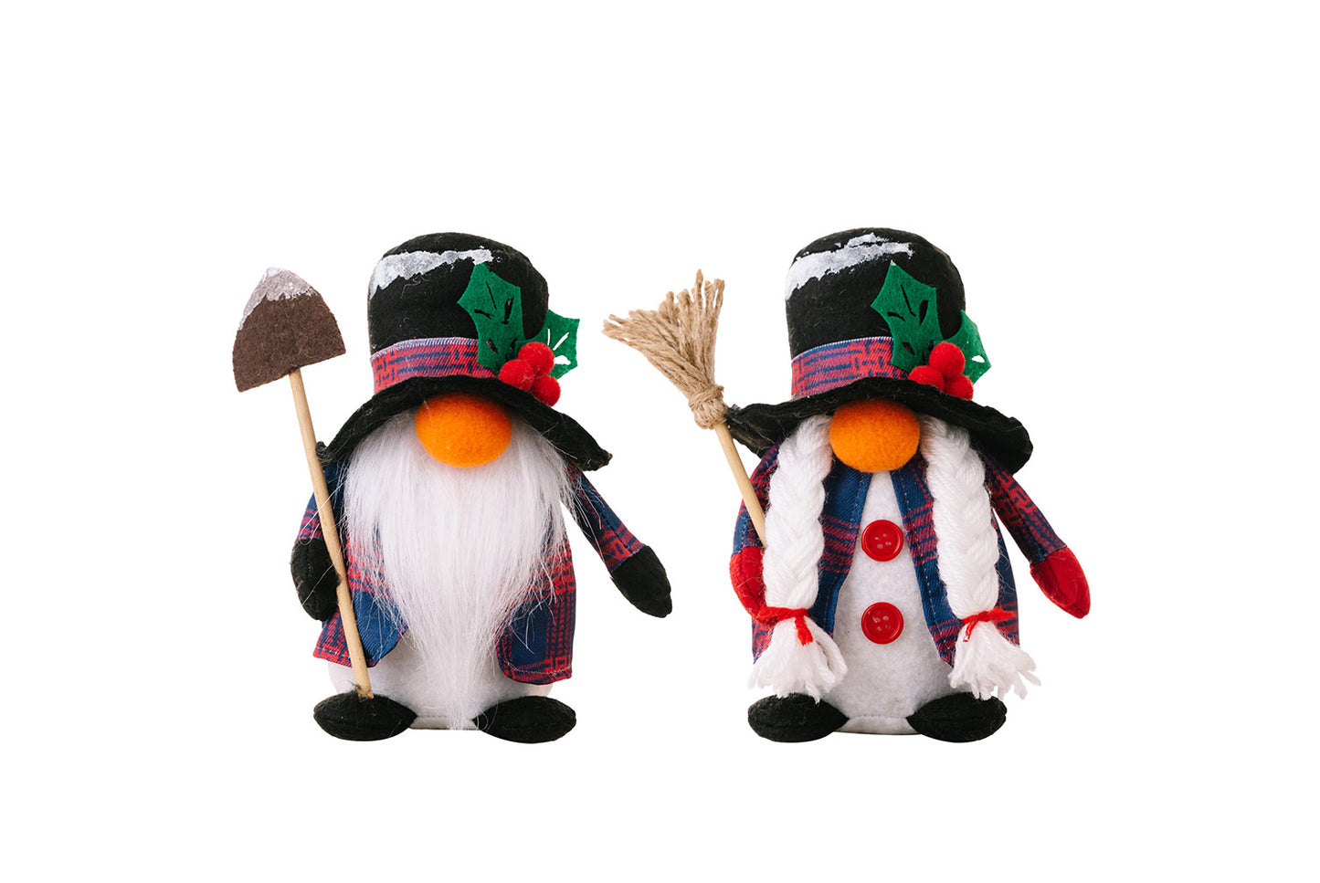 **Christmas Faceless Doll, Snowman, and Goblin Ornament Set**