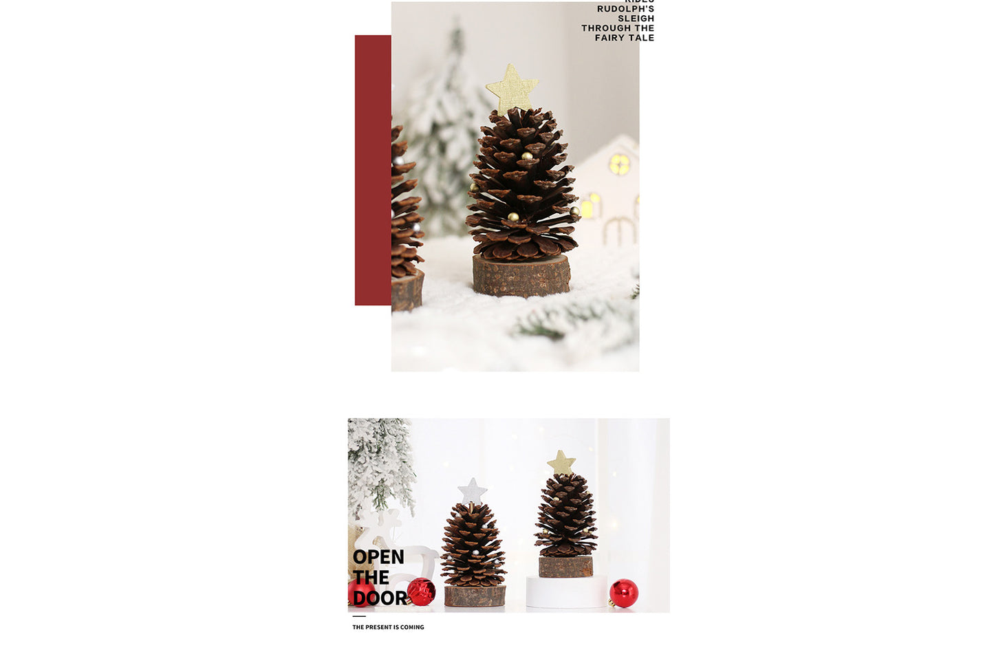 **Pine Cone Mini Christmas Tree Ornament (Gold and Silver)**