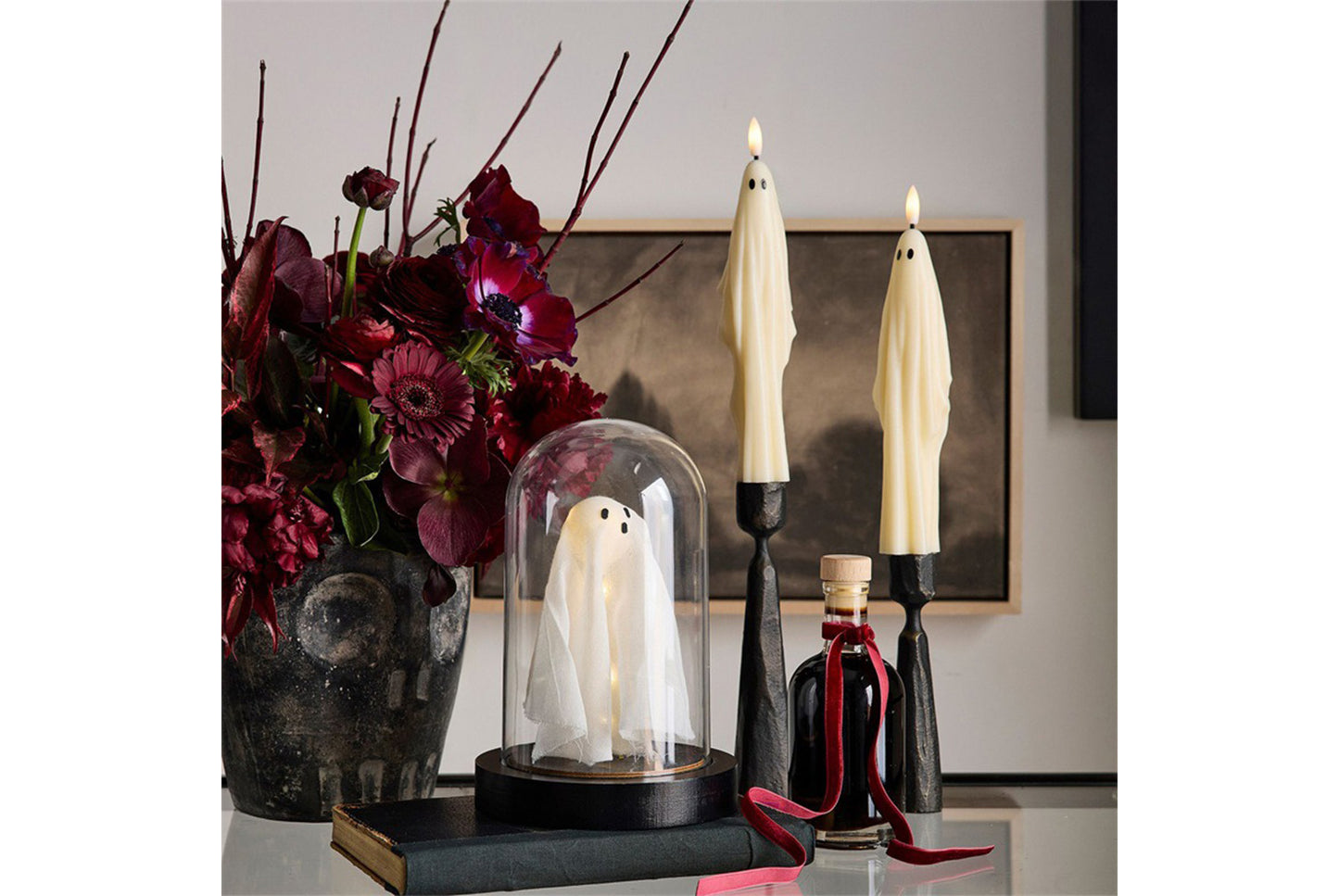 **Flameless Ghost Taper Candle | Halloween Ghost Ornament**