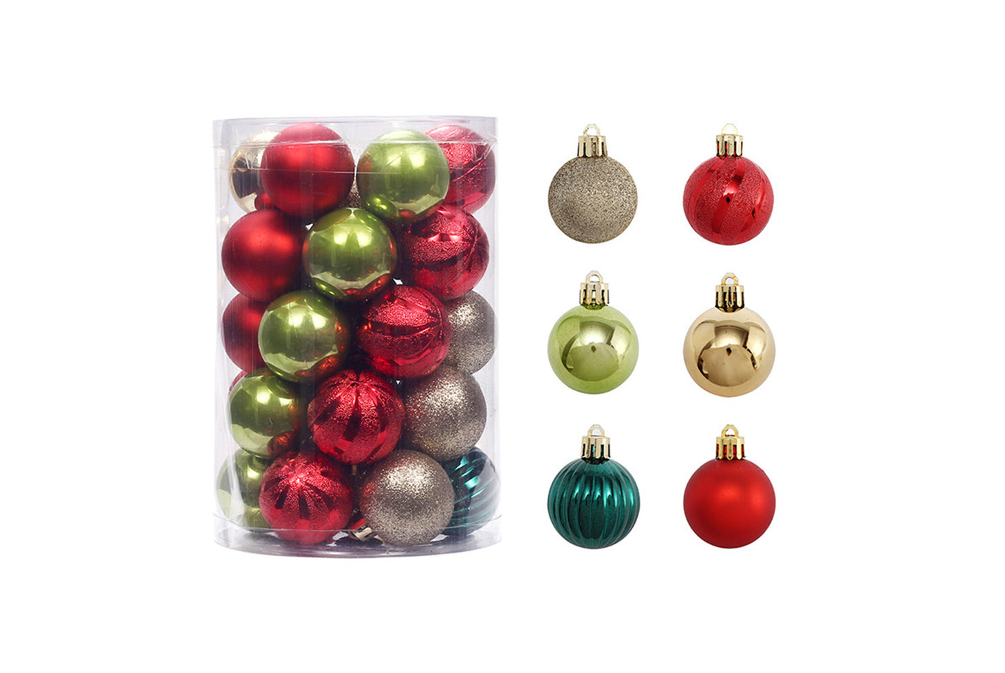**4cm/34 pcs Tube of Special-Shaped Christmas Balls**