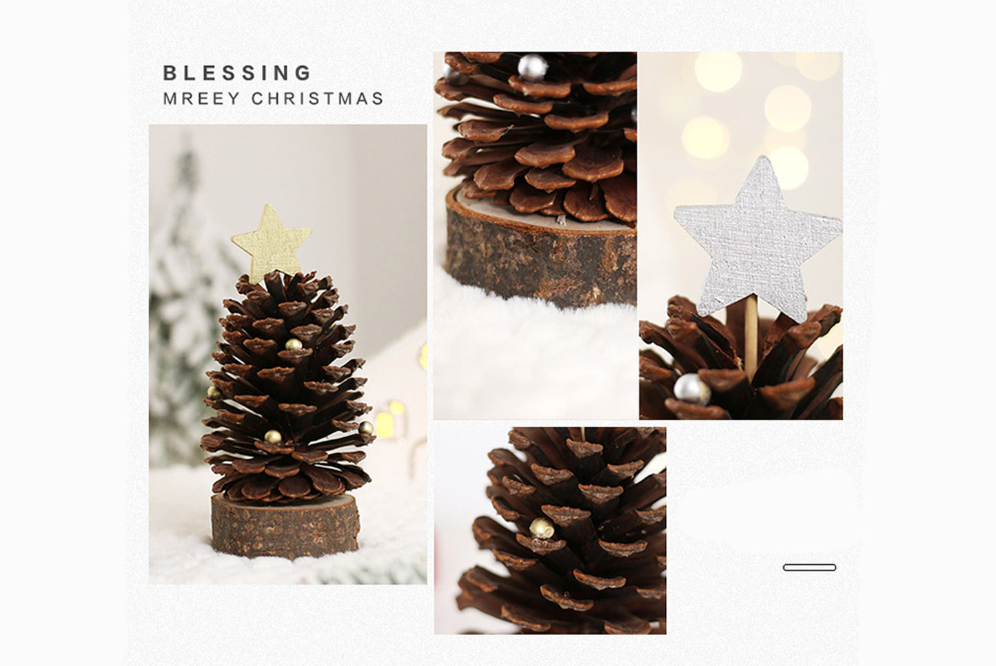 **Pine Cone Mini Christmas Tree Ornament (Gold and Silver)**
