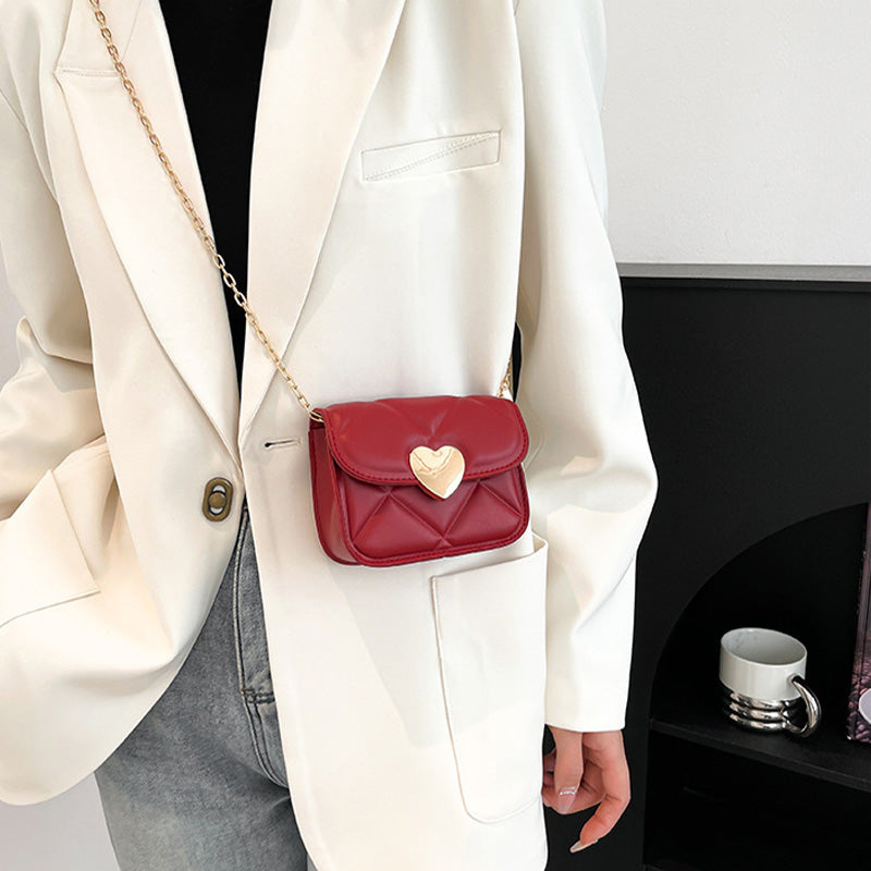 Solid color chain small square bag